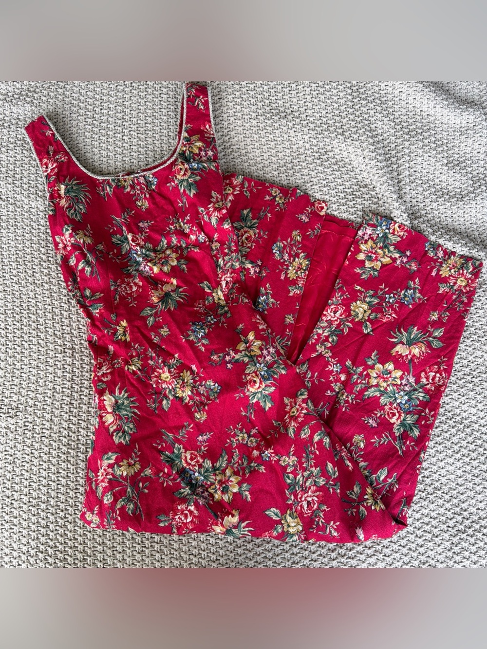 90s Red Floral Maxi Dress